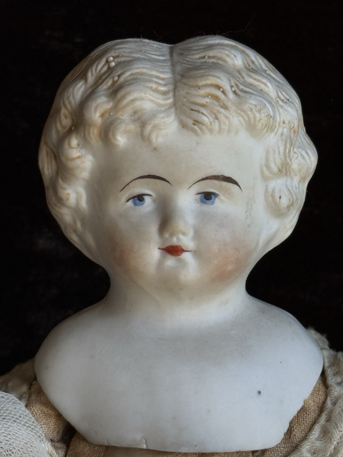 Antique German 16.5” Bisque Cloth Parian Bride Doll