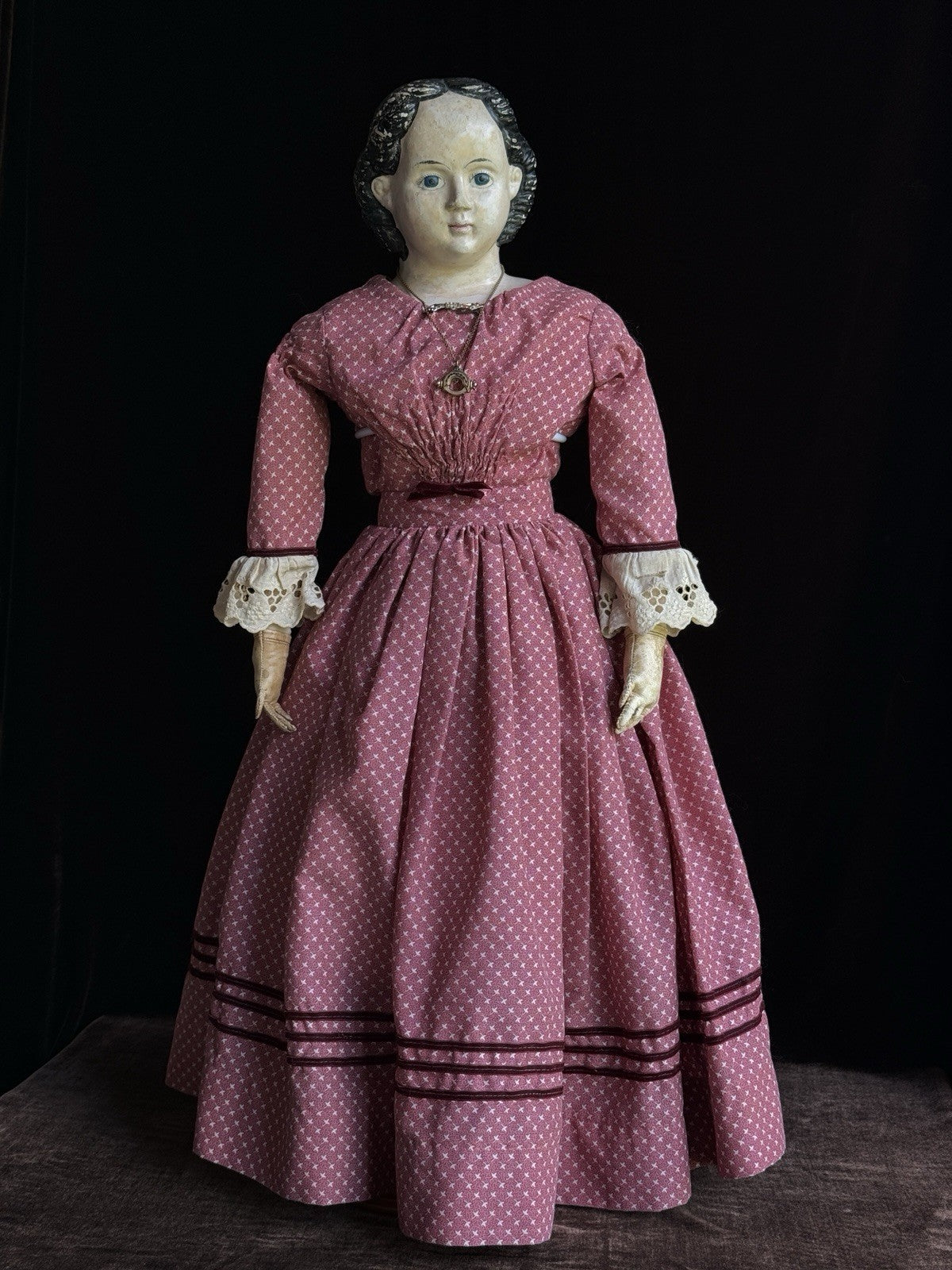 Large Antique American 28” Greiner Papier Mache Head #10 Doll Original Label
