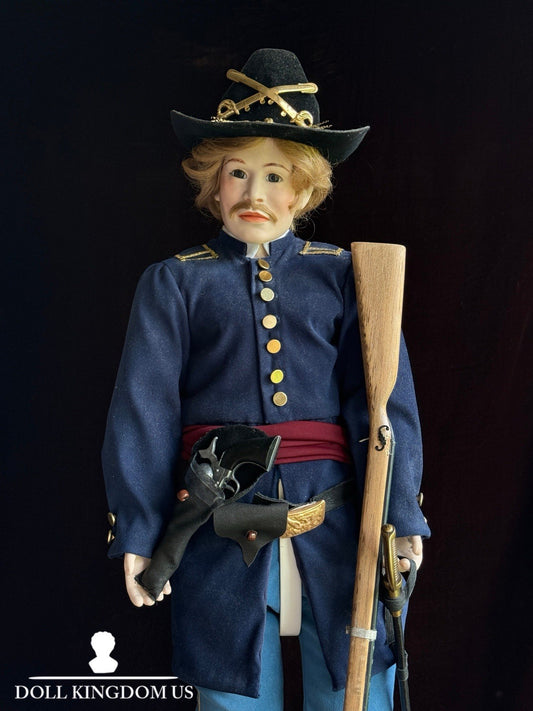 OOAK Large Artist Made Porcelain Military Male Character Doll with Stand