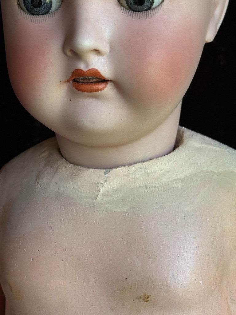 Antique German 27” Hertel Schwab 136 Bisque Head Doll