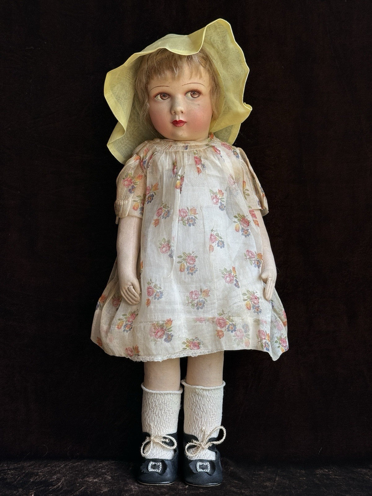Vintage French 19” Raynal Cloth Character Doll