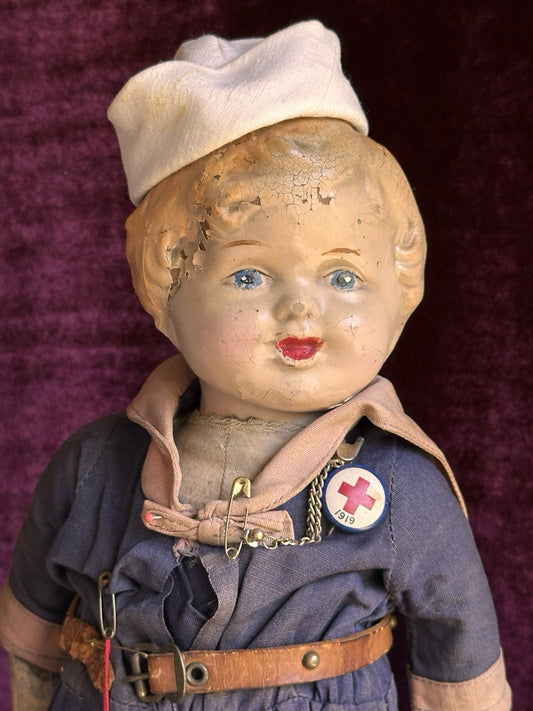 Antique American 14” Early Composition Natural Doll Company Boy