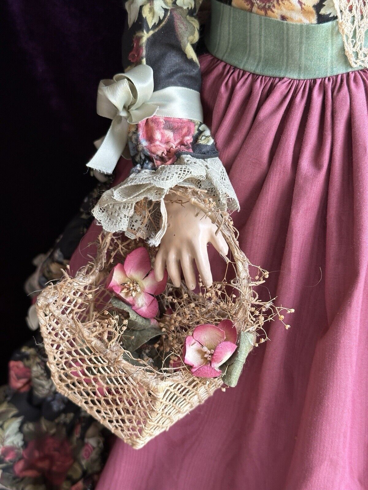 Antique German 24” Queen Louise Bisque Head Doll