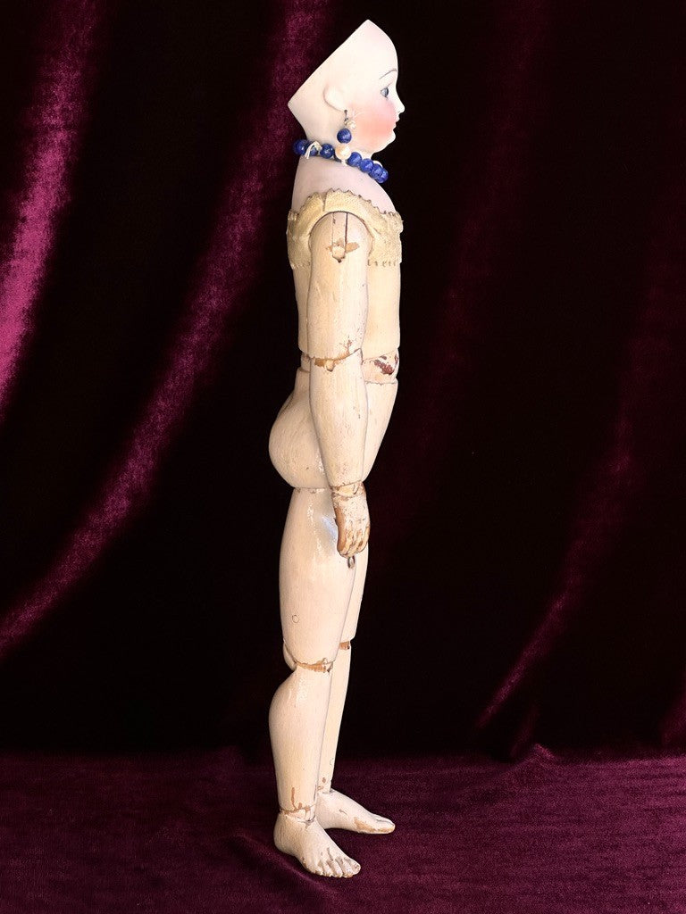 Antique French 14" Leon Casimir Bru Fashion Bisque Doll Wooden Articulated Body