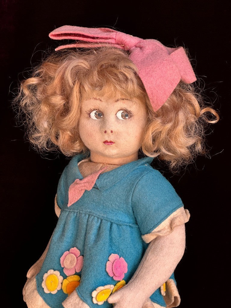 Vintage Italian 12” Lenci 111 Felt Cloth Character Girl Doll