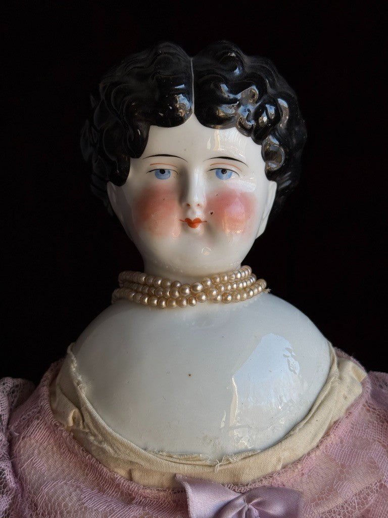 Antique German 22" Bawo & Dotter Brunette China Head Doll