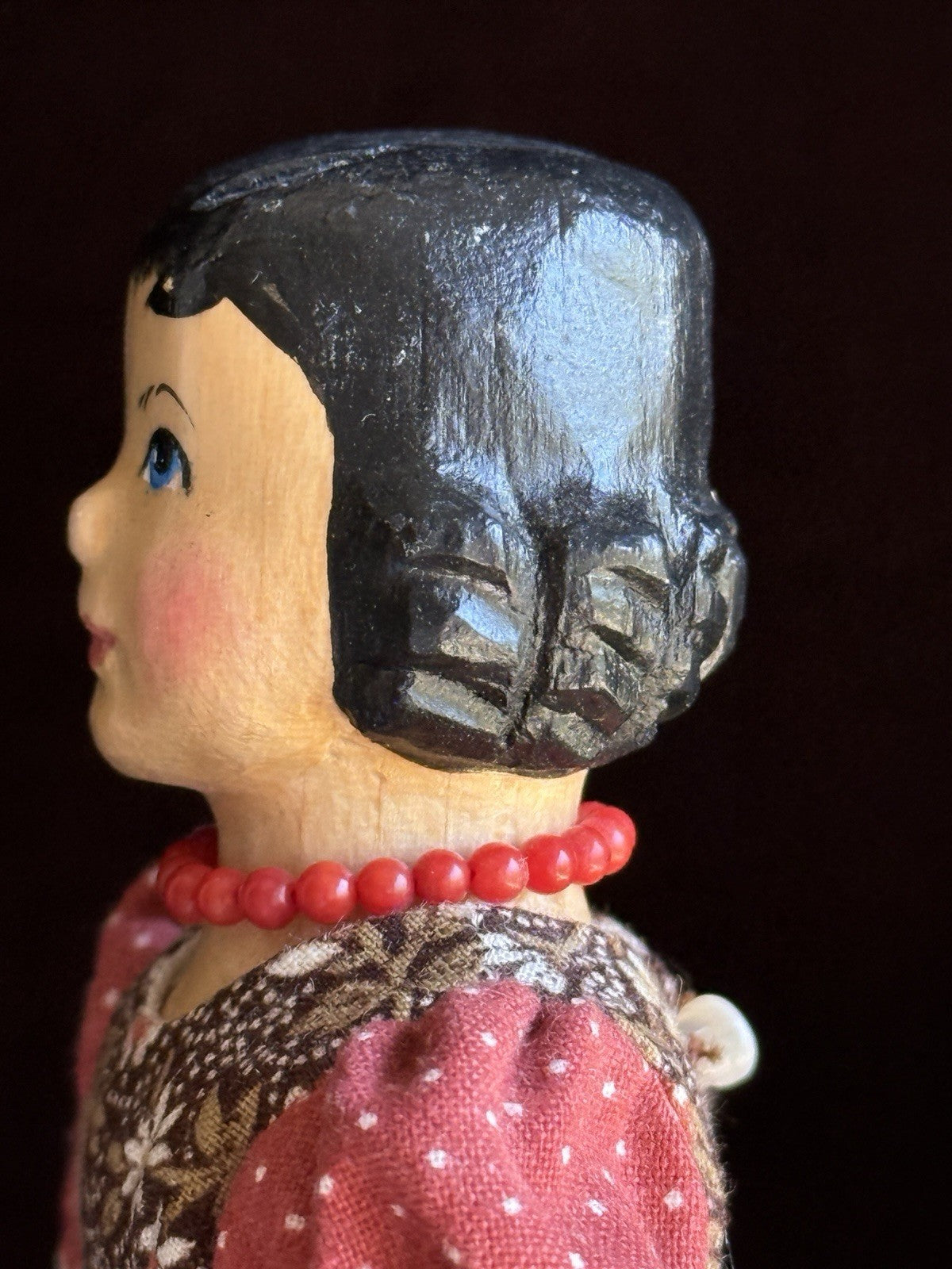 Vintage Judy Brown Hitty 6.25” Wood Carved Doll
