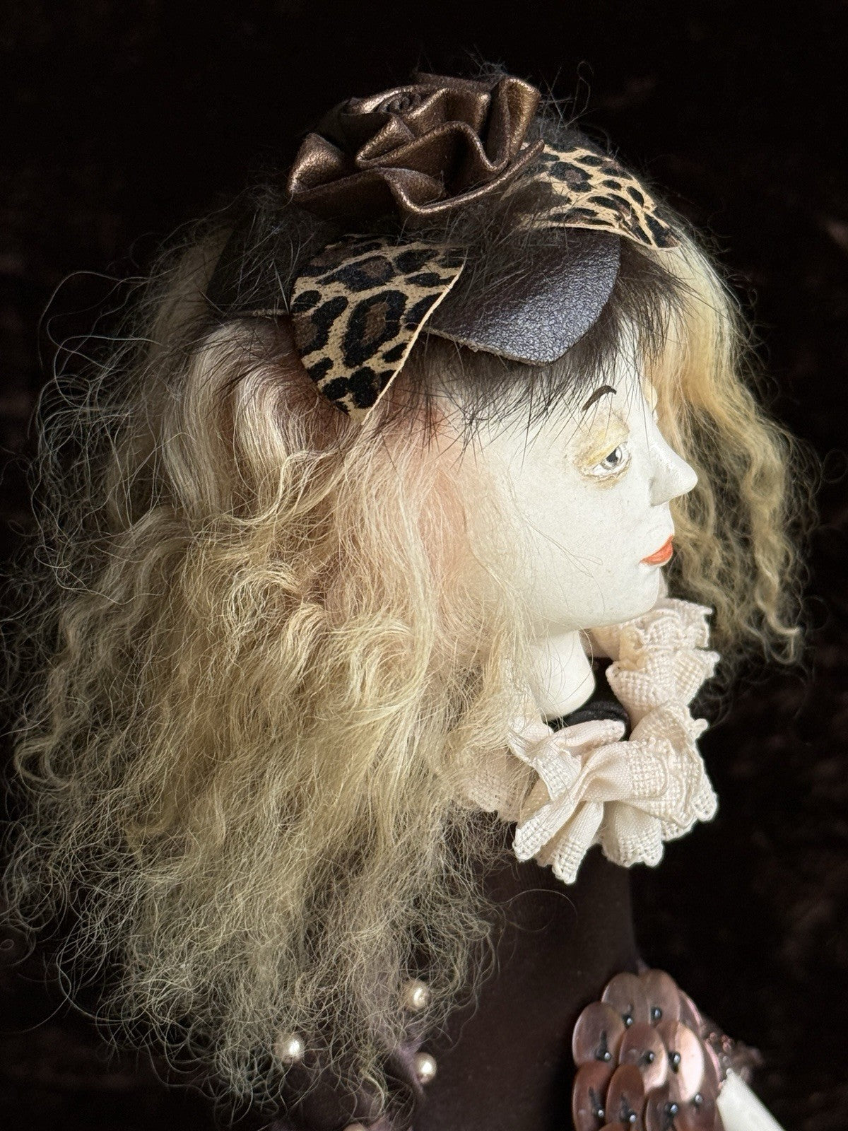 OOAK NIADA 17.5” Artist Ankie Daanen Paper Clay Mixed Media Character Doll