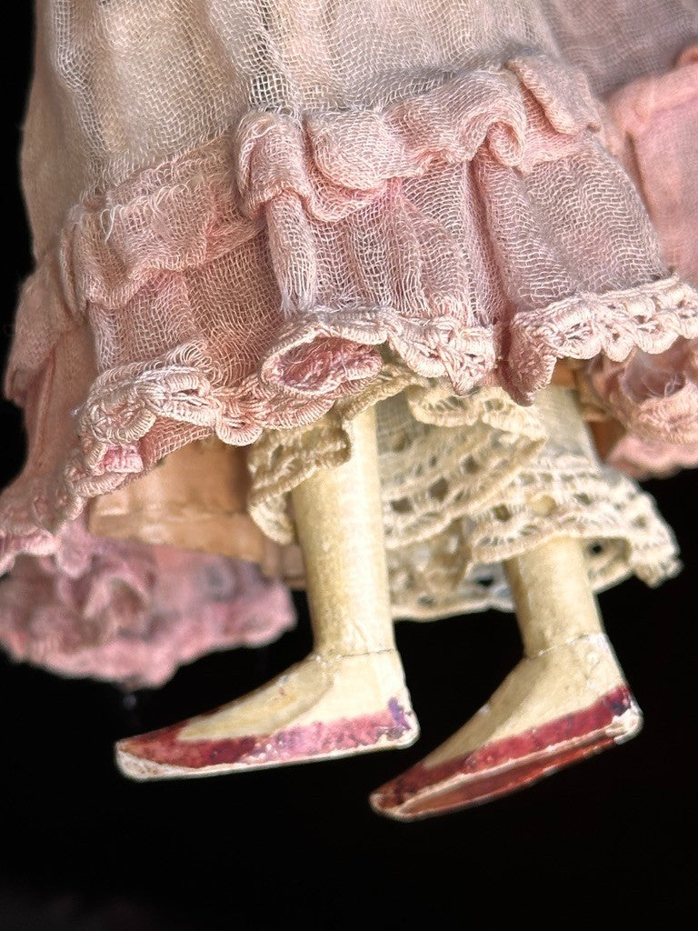 Antique German 13” Papier Mache Milliner’s Model Doll with Bun