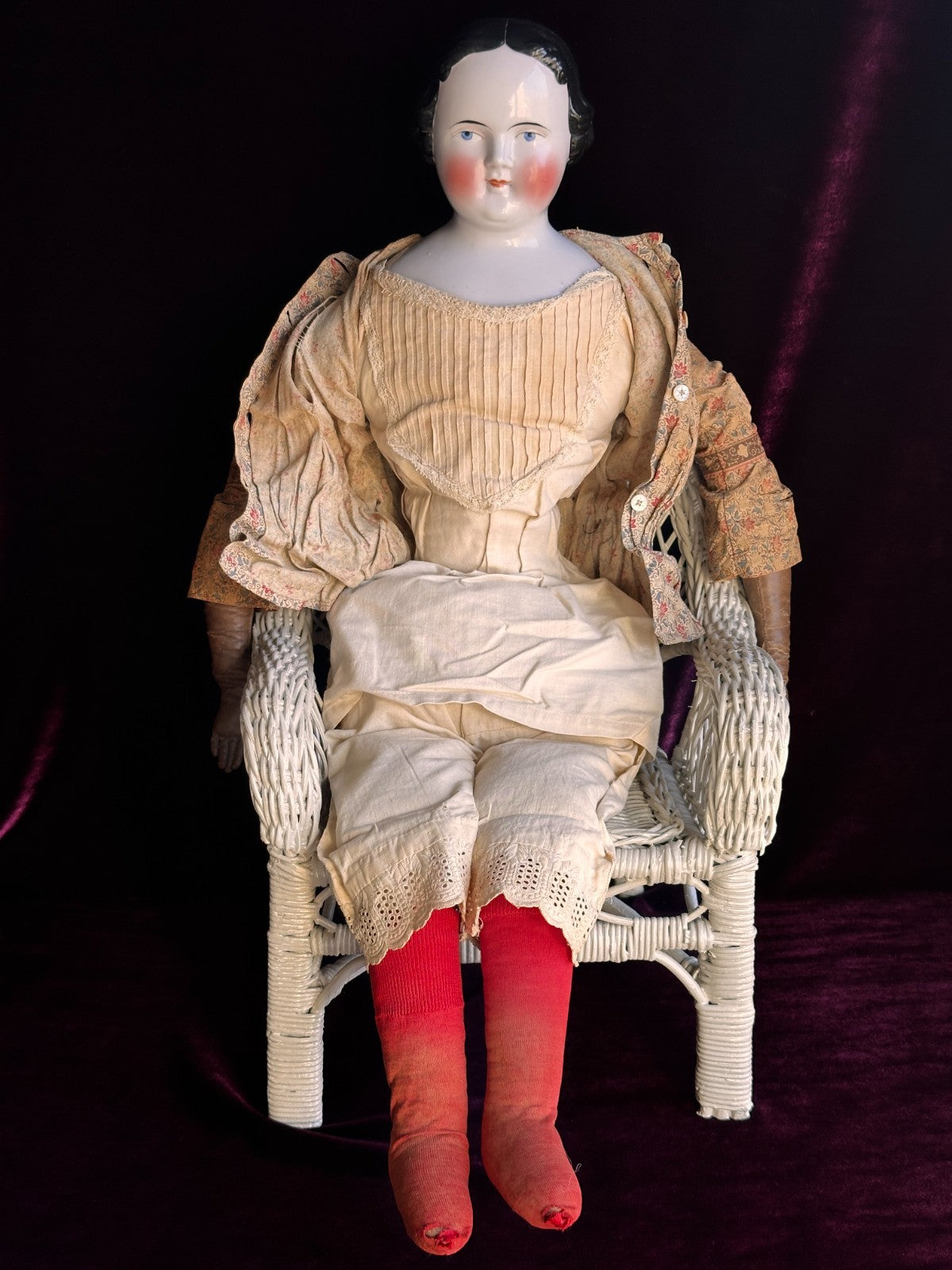 Large Antique German 26.5” Kestner Flat Top China Shoulder Head Doll