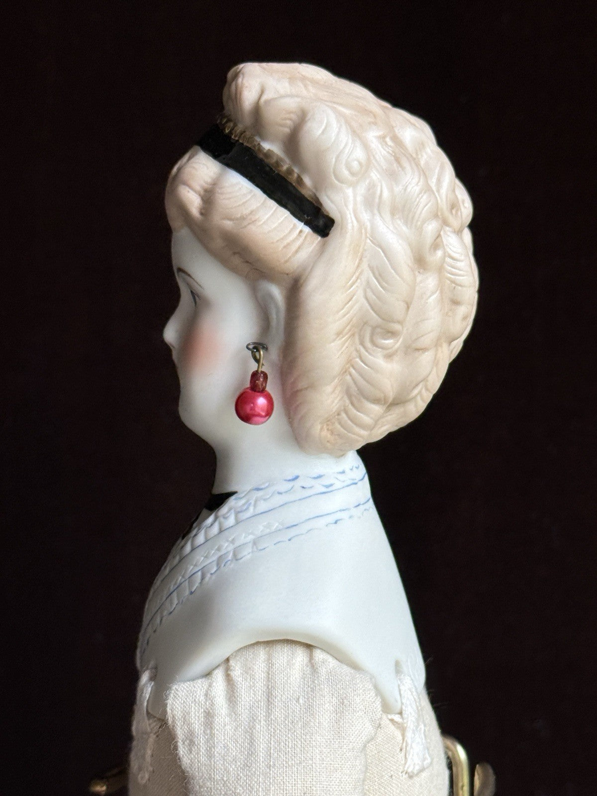 Vintage ‘47 Porcelain 15.5” Emma Clear Parian China Fashion Doll Pierced Ears