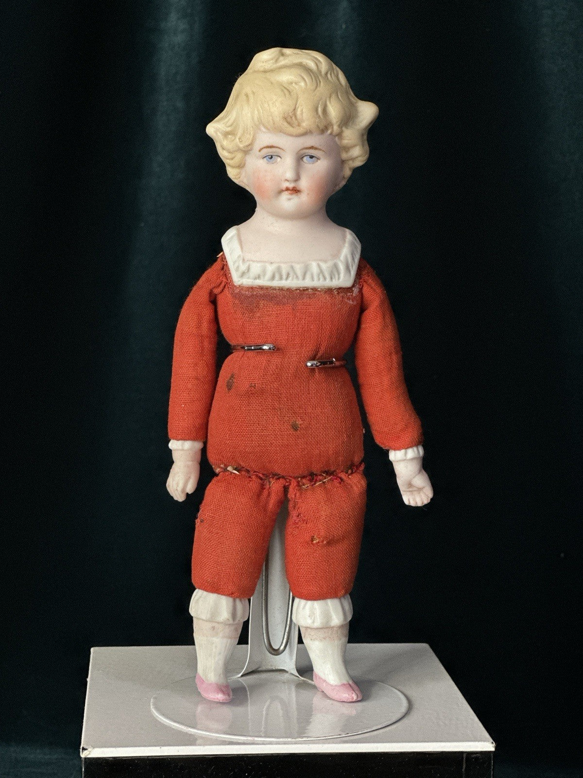 Antique German Hertwig (?) 7 1/2” Bisque Shoulder Head Doll