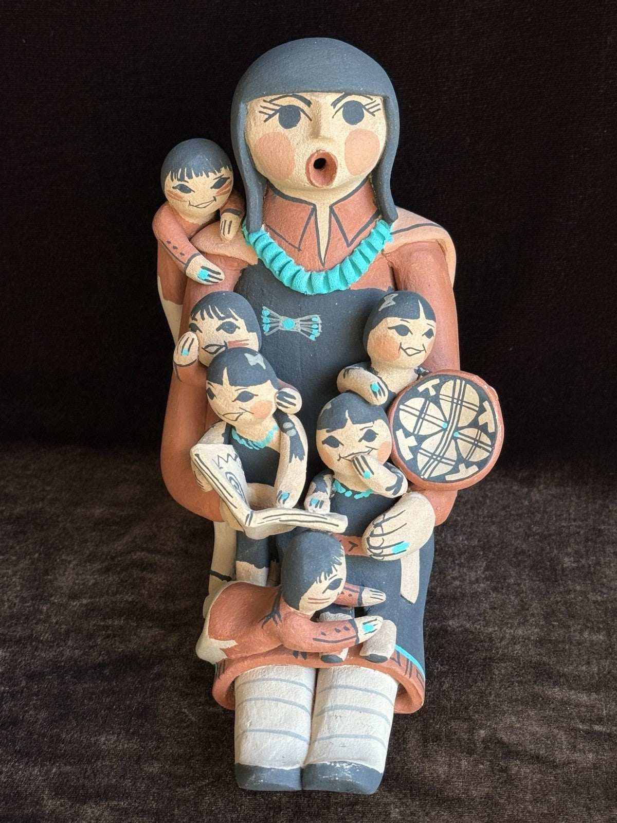Lot of Native American Artists Jemez/Gachupin Pottery Figurines Storyteller