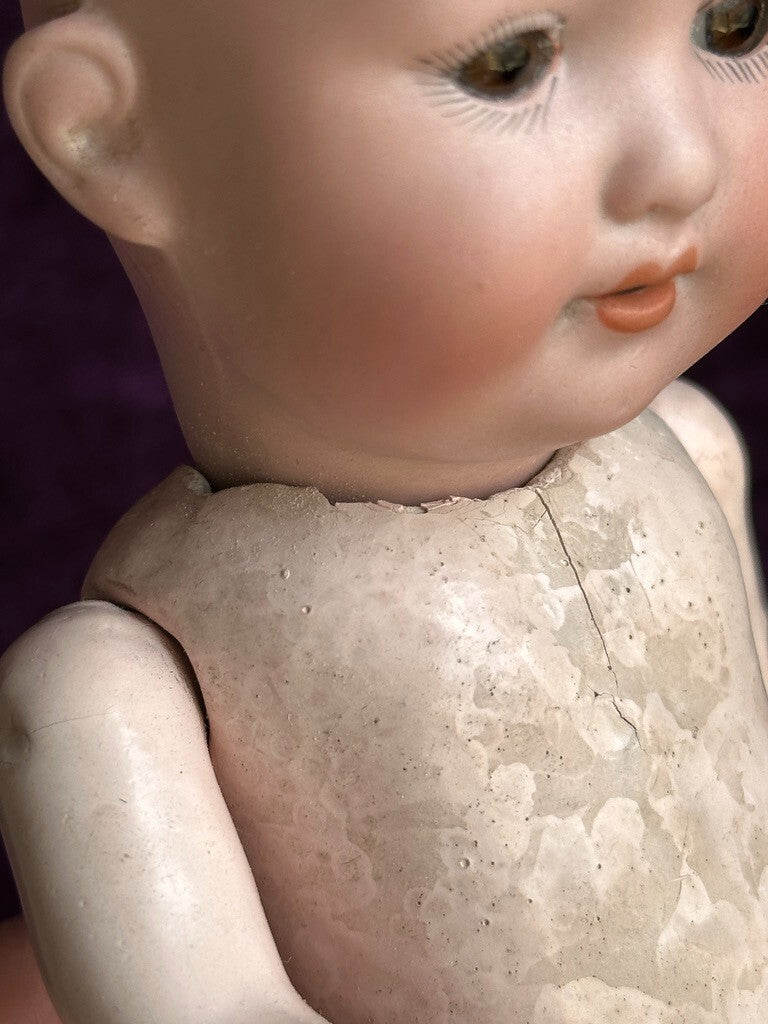 Antique German 9.5” Armand Marseille 975 Bisque Head Toddler Doll
