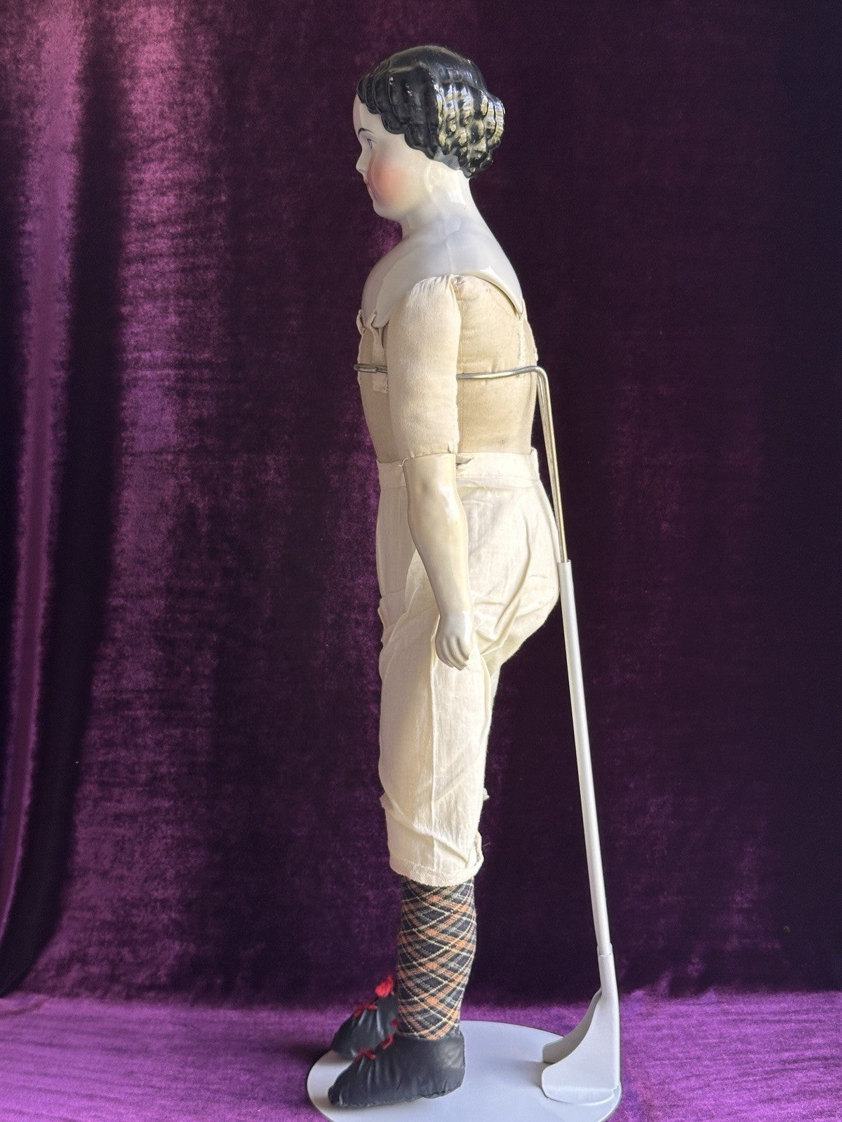 Antique German 25” Flat Top Highbrow China Shoulder Head Doll