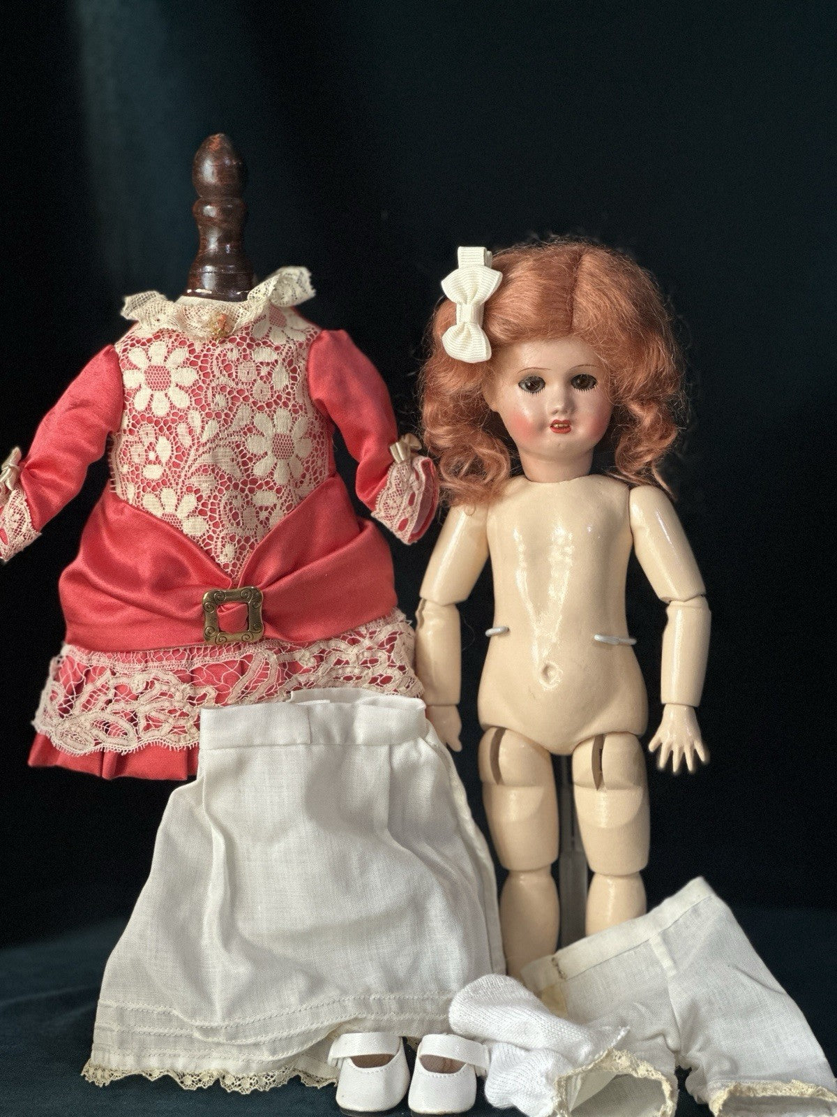Antique French 10 3/4” Bleuette SFBJ France Papier Mache Head New Body Doll