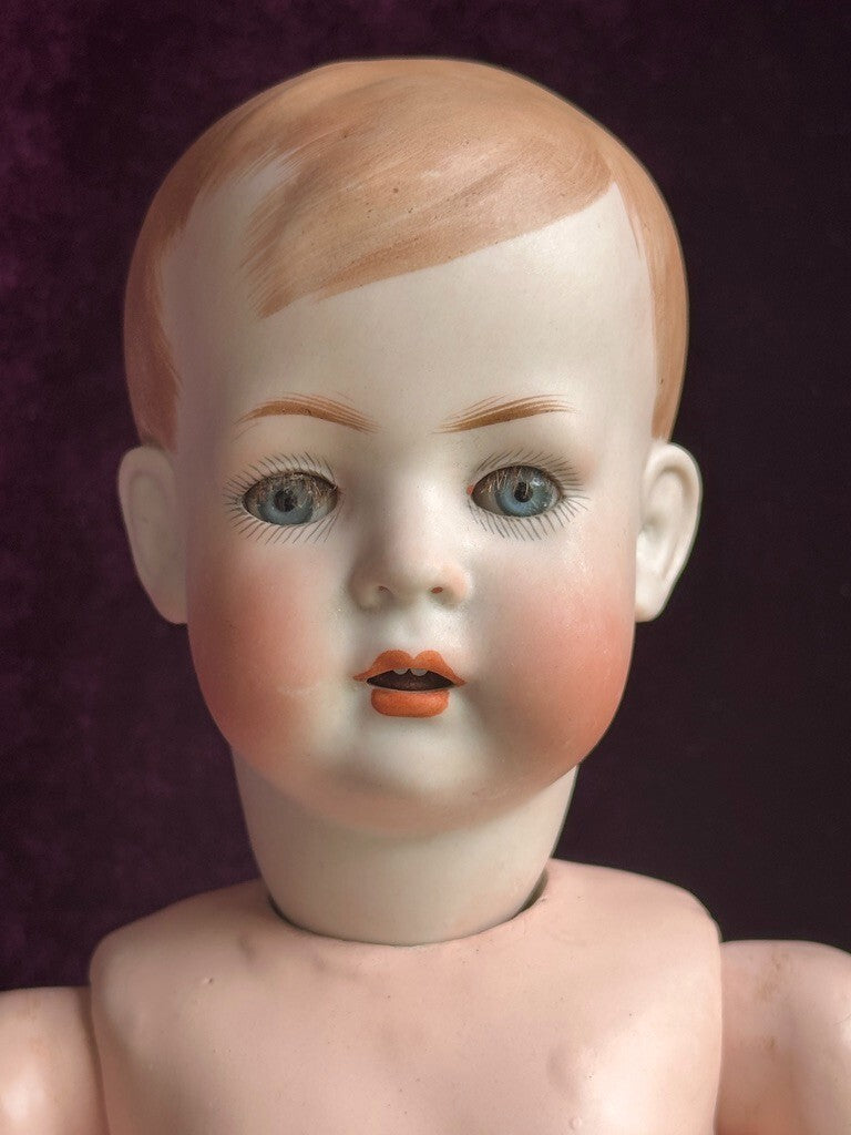 Antique 17" Bruno Schmidt 2048 Tommy Tucker Bisque Head Character Boy Doll