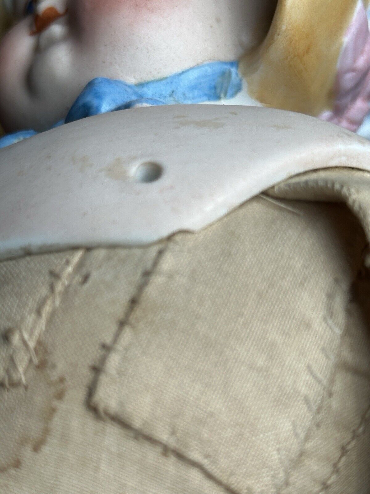 Rare Large Antique German 23” Hertwig (?) Molded Bonnet Bisque Head Parian Doll