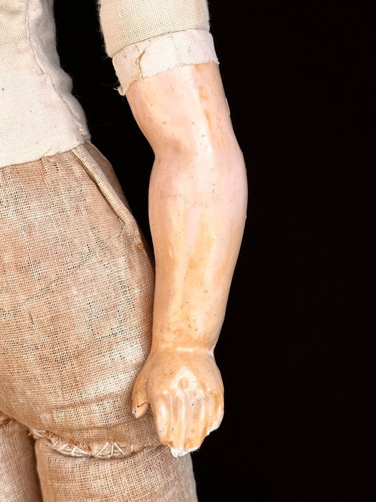 Antique German 26” Dressel Marked Holz-Masse Papier Mache Head Cloth Body Doll