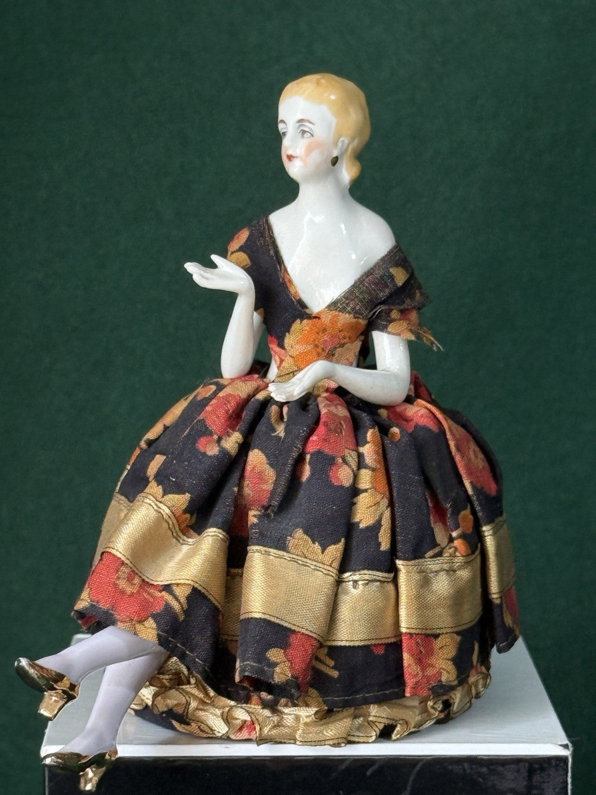 Antique German Pin Cushion Half Doll With Dress