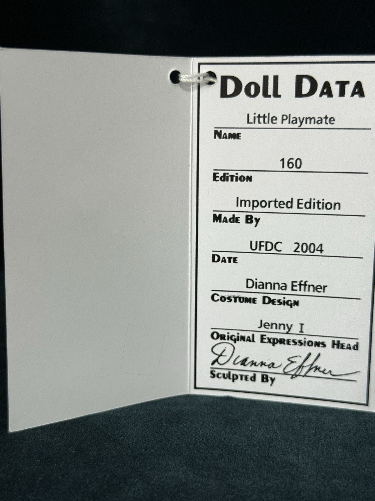 Dianna Effner Little Playmates Doll “Jenny I” 10.5” Porcelain UFDC Doll LE 160
