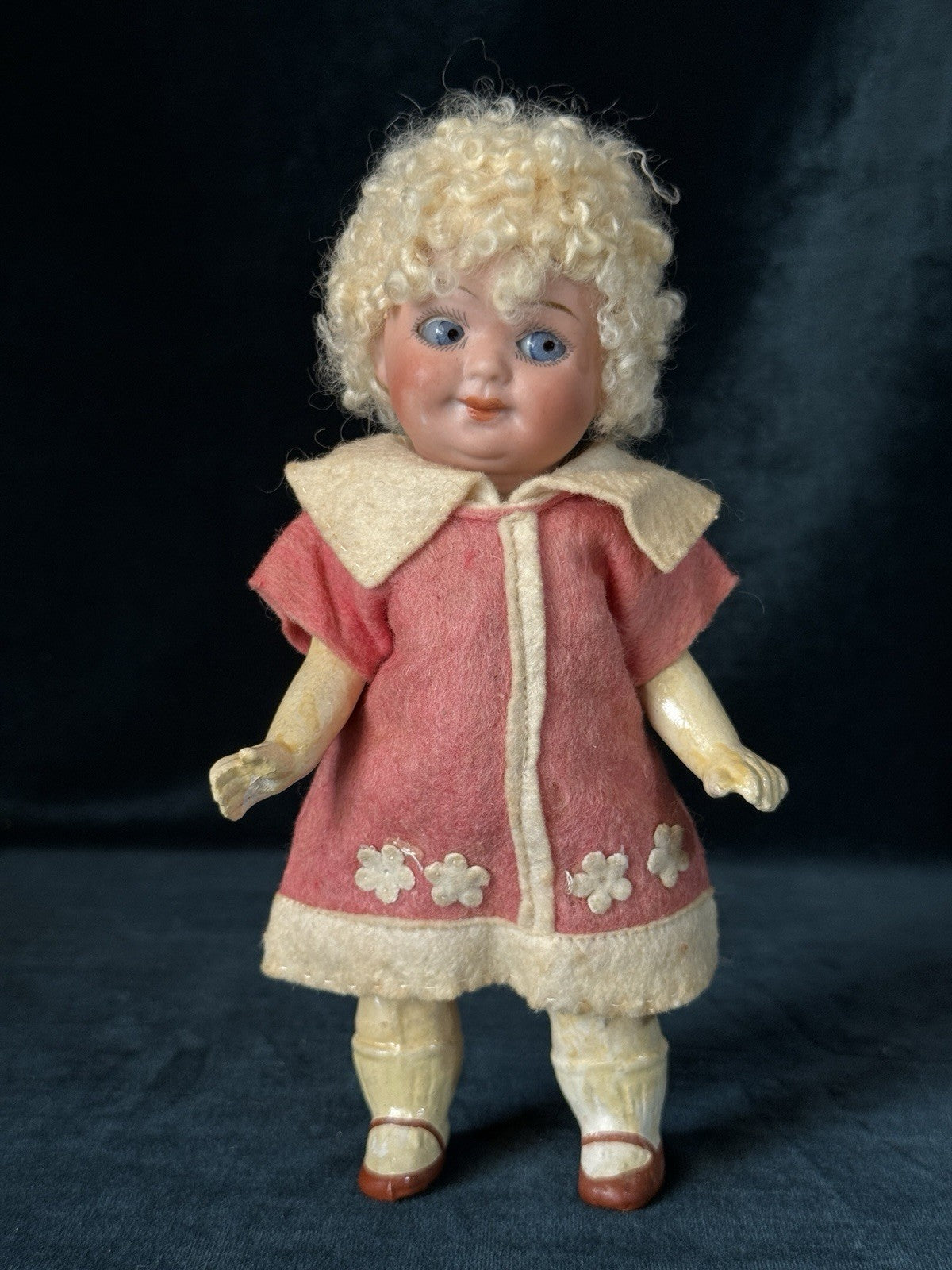 Antique German Hermann Steiner Googly Eyes 7” Doll Bisque Head