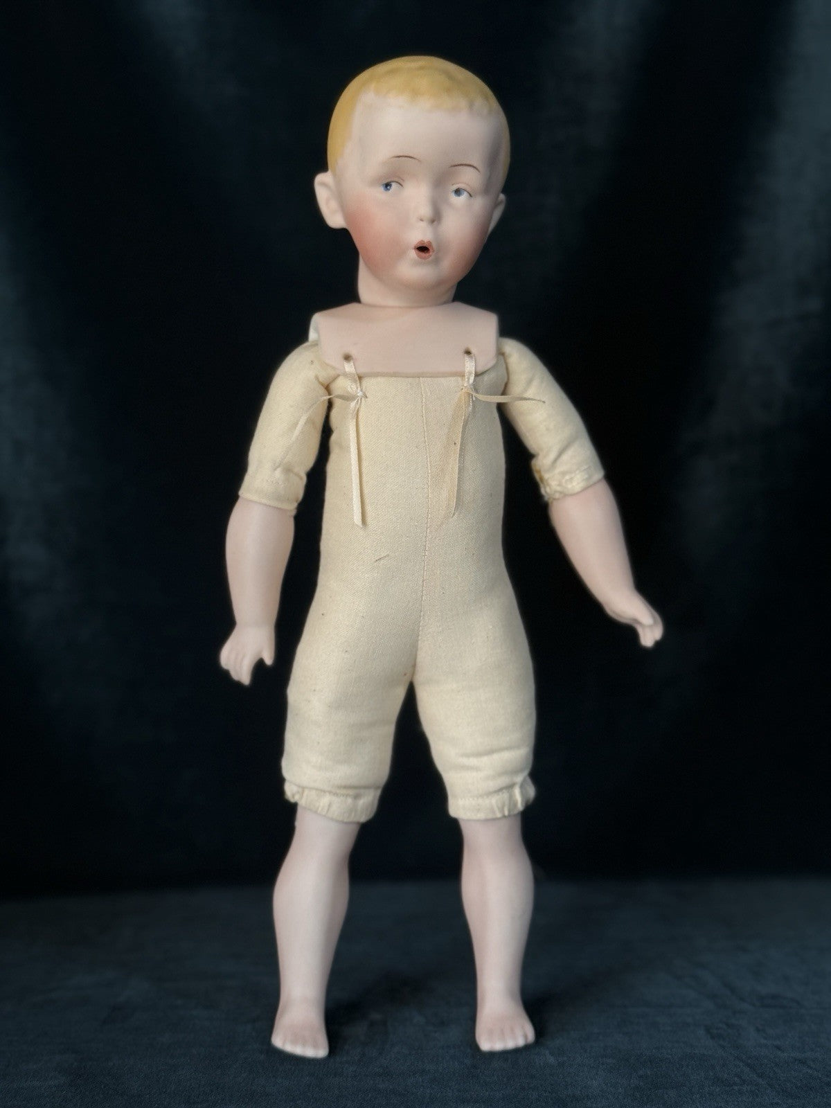 Reproduction Of Antique Gebruder Heubach “Whistling Jim” Character Boy 13” Doll