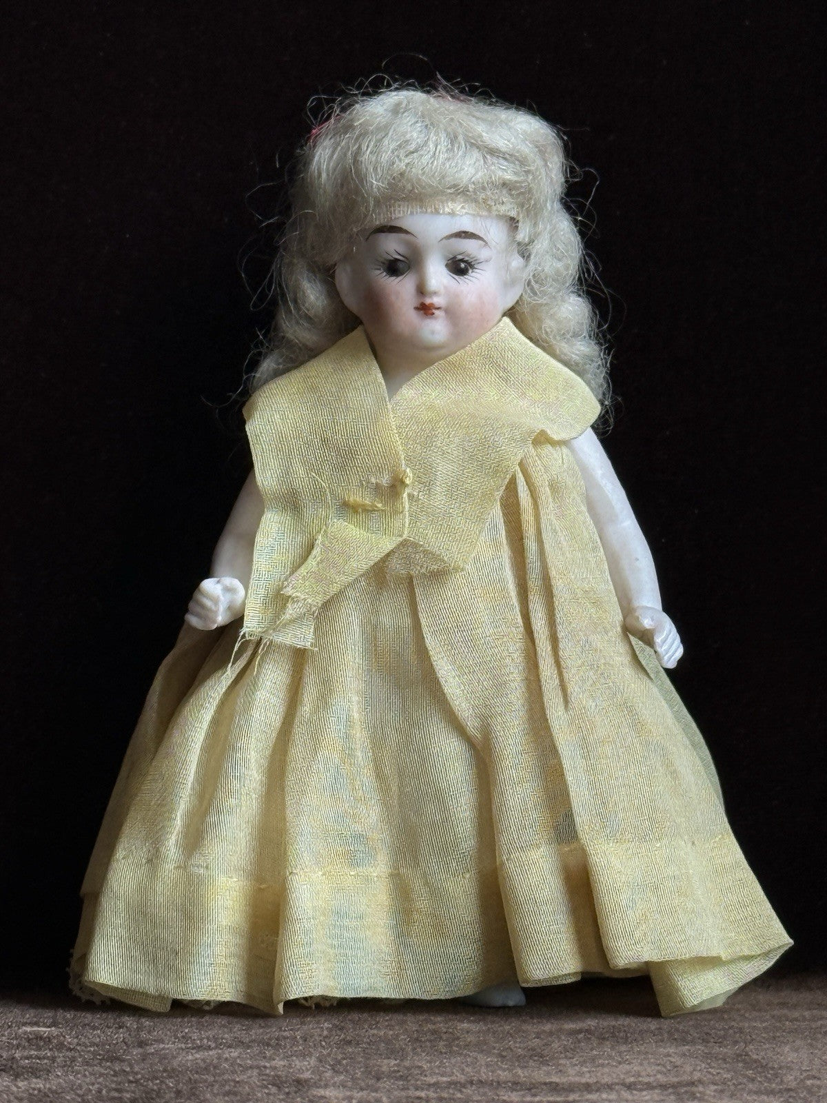 Antique German 5” All Bisque Mignonette Dollhouse Doll