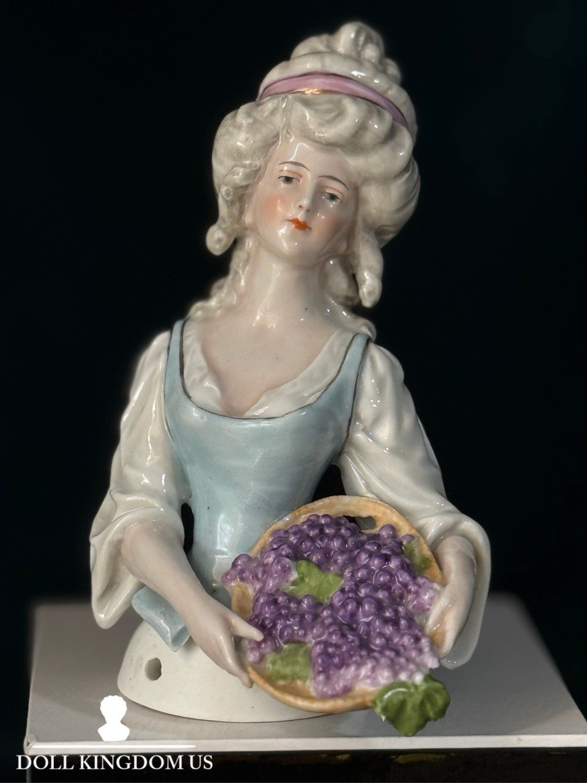 Antique German Porcelain GALLUBA & HOFMANN 5 1/2” Half Doll Pin Cushion