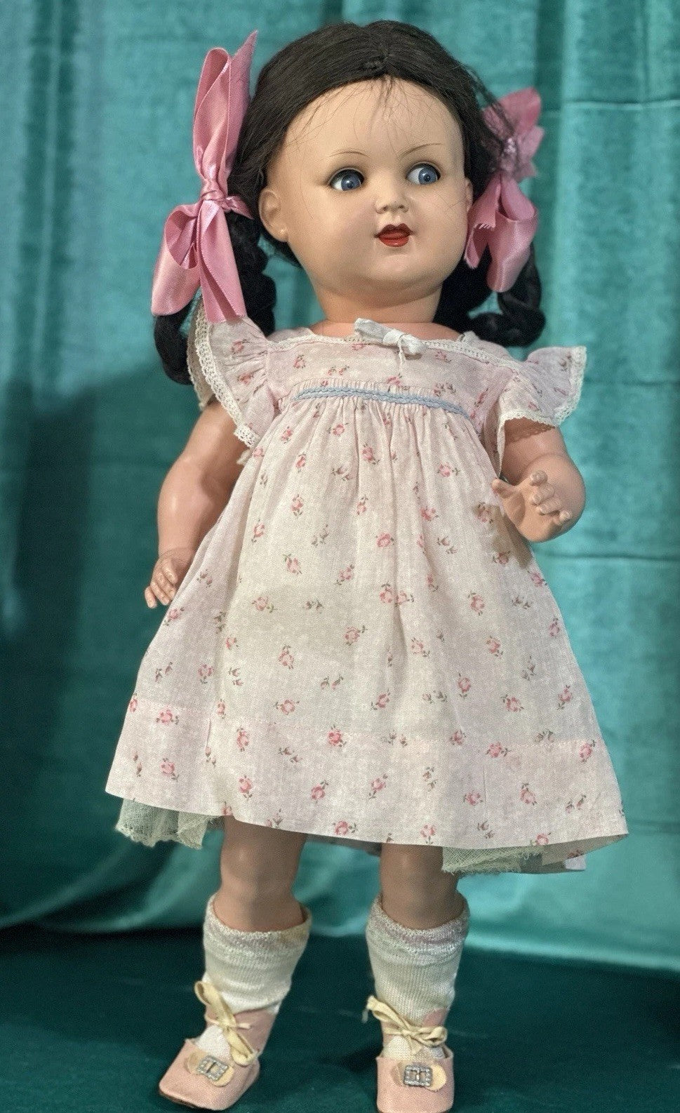 Antique German Koenig Wernicke Celluloid Flirty Eyes 18” Doll Original (?) Box