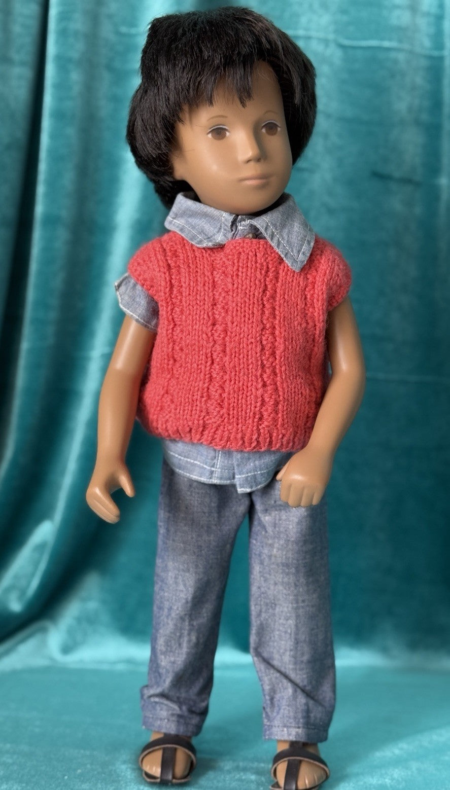 Collectible England Vinyl Brunette Gregor Boy Doll; Redressed (?)