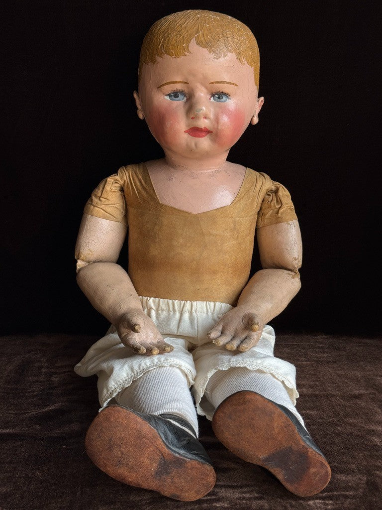 Large Antique American Martha Chase 24" Oil Painted Cloth Baby Doll