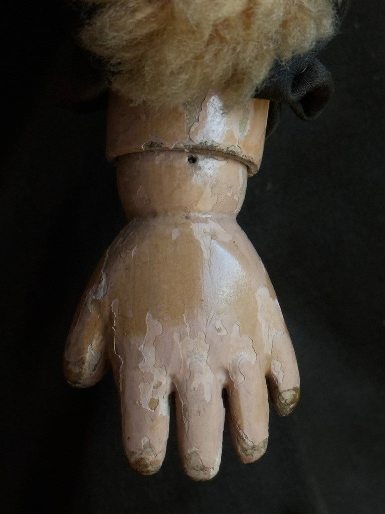 Large Antique American 21” Schoenhut Wooden Jointed Pouty Pierrot Boy Doll