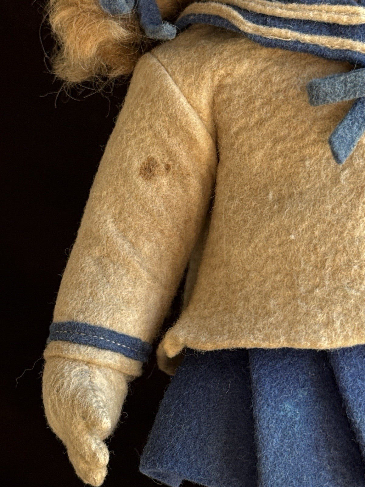 Vintage 9.75” Lenci Style Felt Cloth Character Girl Doll