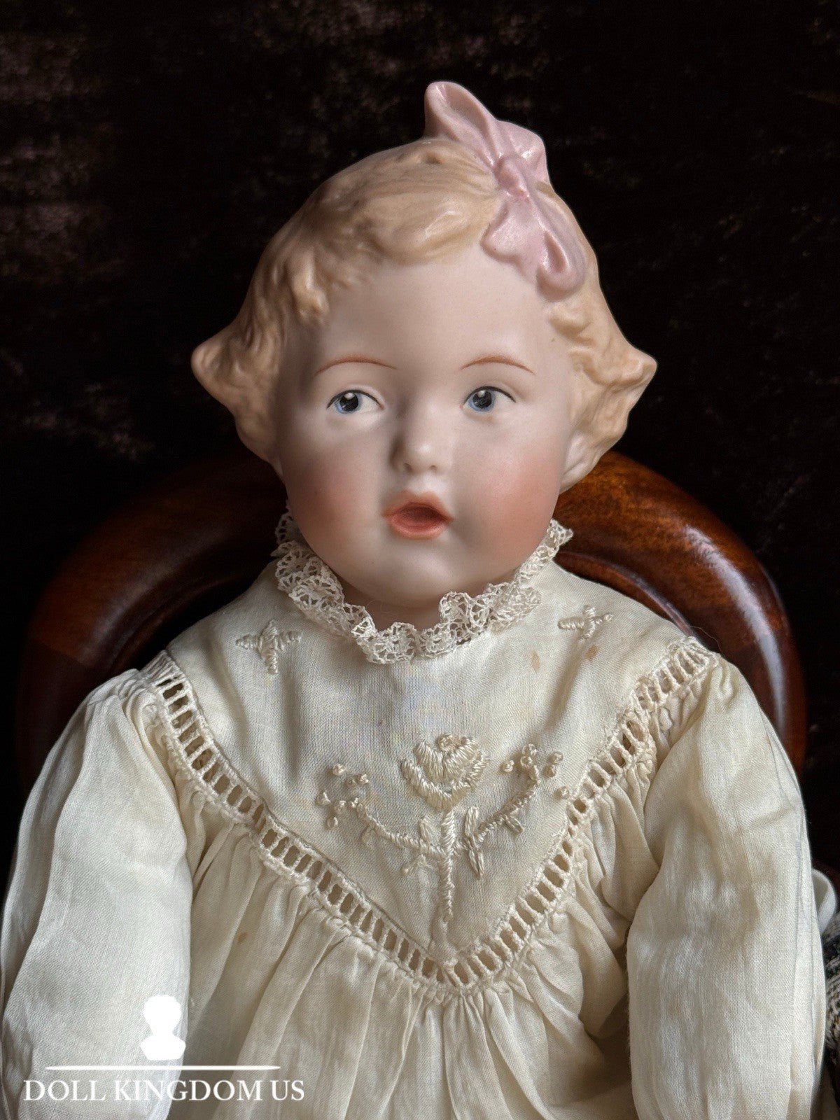 Porcelain 13.5” Repro of Antique Gebruder Heubach 7851 Character Girl Doll