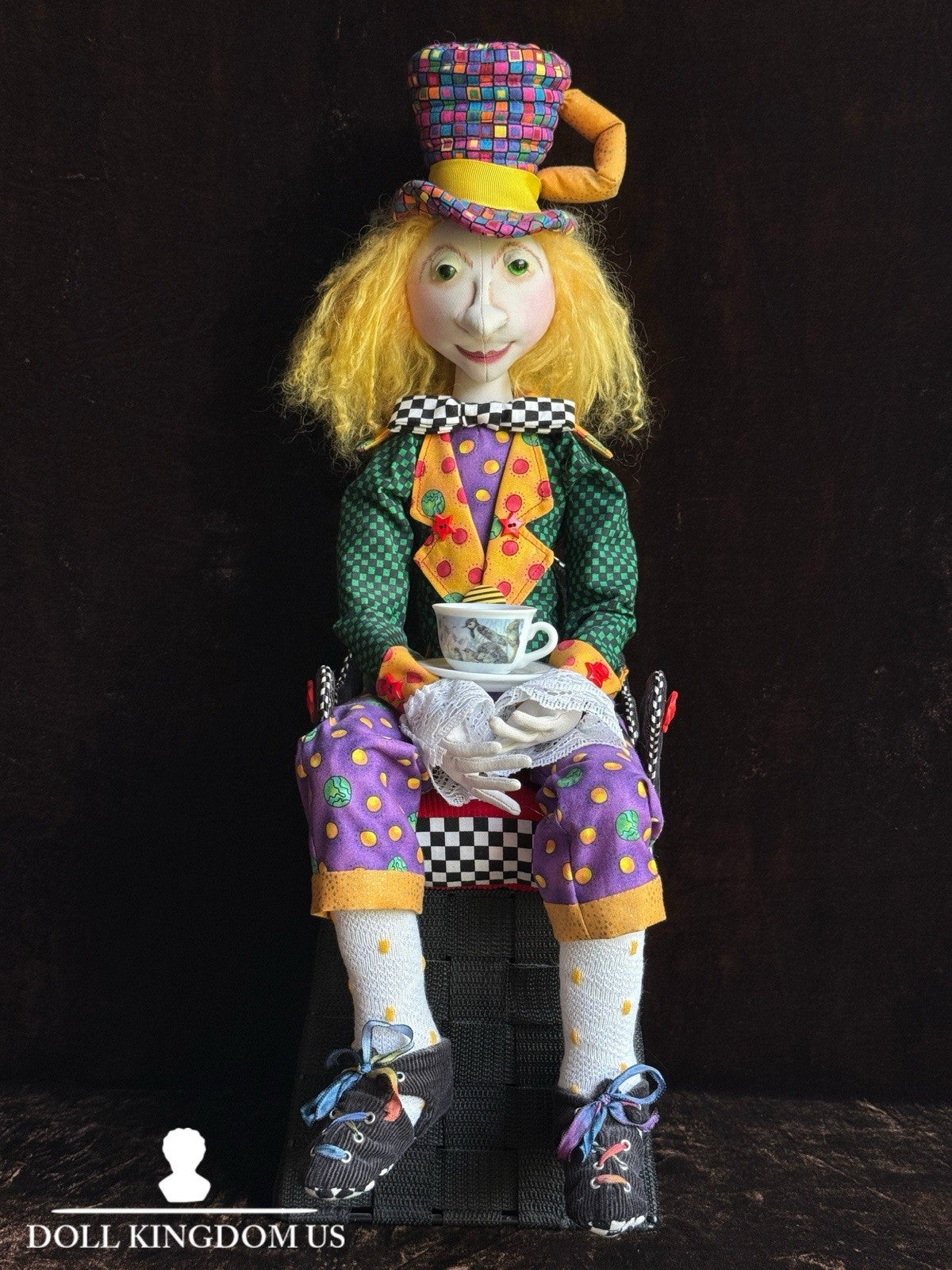 OOAK 20.75” The Mad Hatter Alice In Wonderland Cloth Artist Made Character Doll