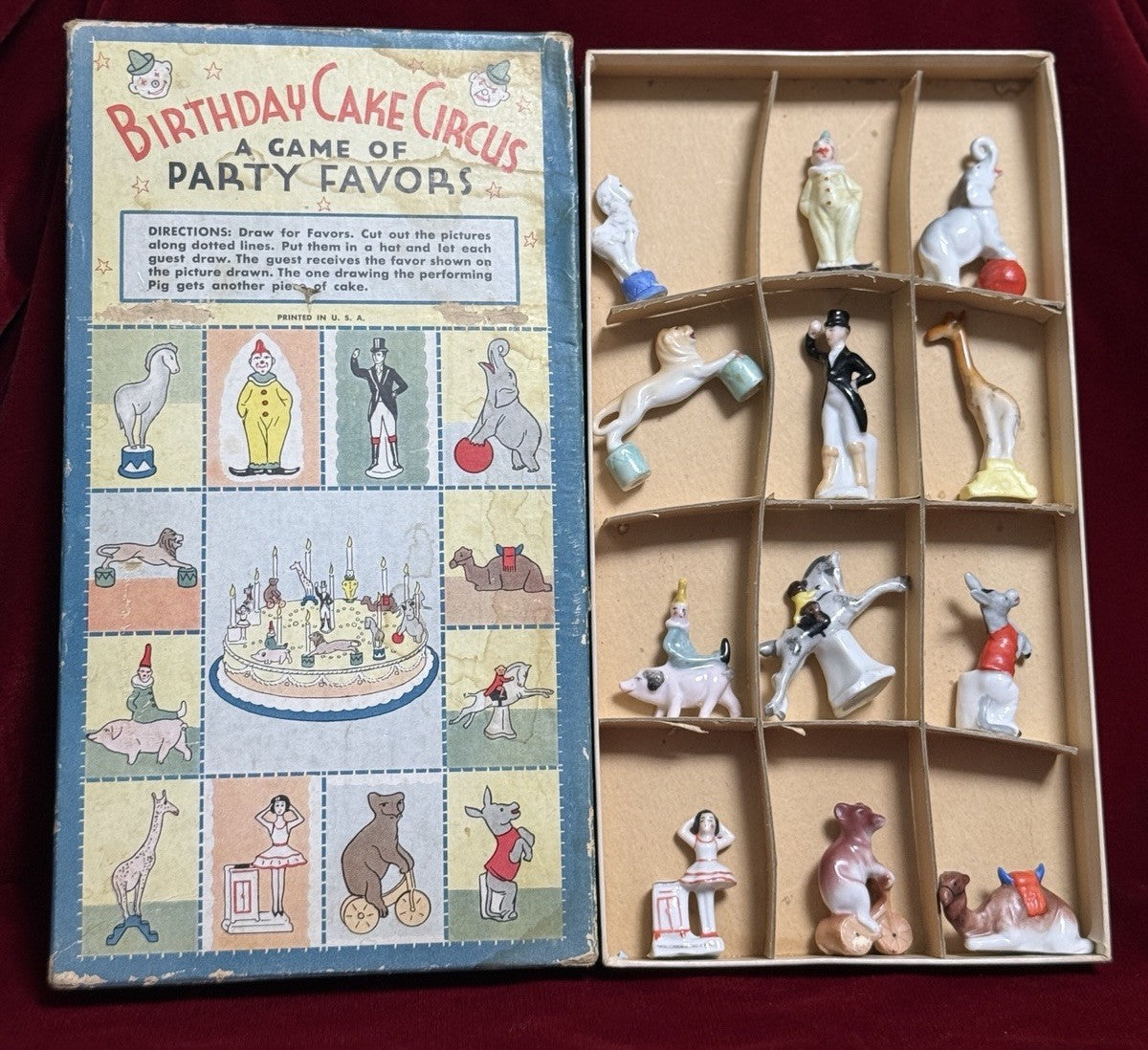Antique 1930’s German/USA Birthday Cake Circus Candle Holders Children’s Game