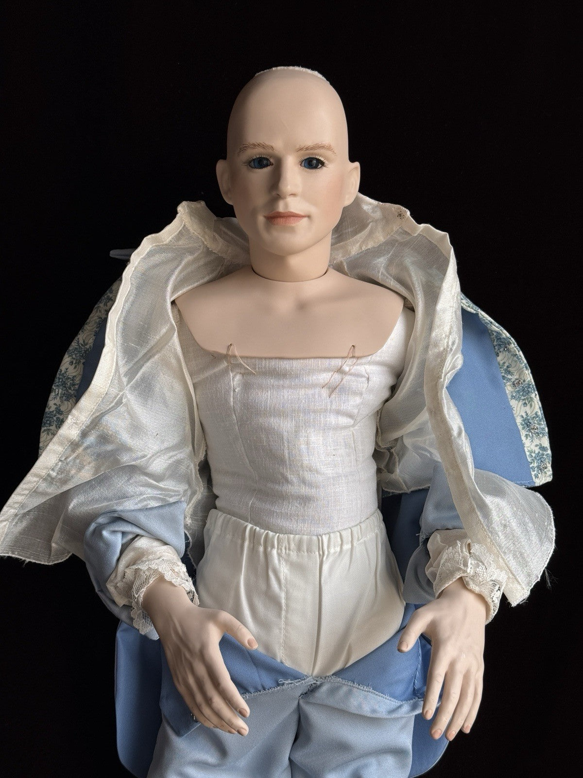 OOAK Large Artist Made Porcelain Victorian Gentleman Doll with Stand