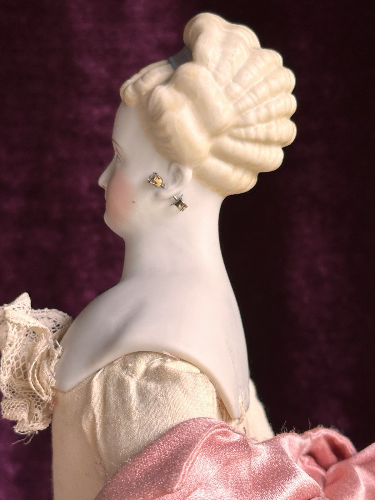 Vintage Artist 16” Reproduction of Antique German Parian Doll Pierced Ears