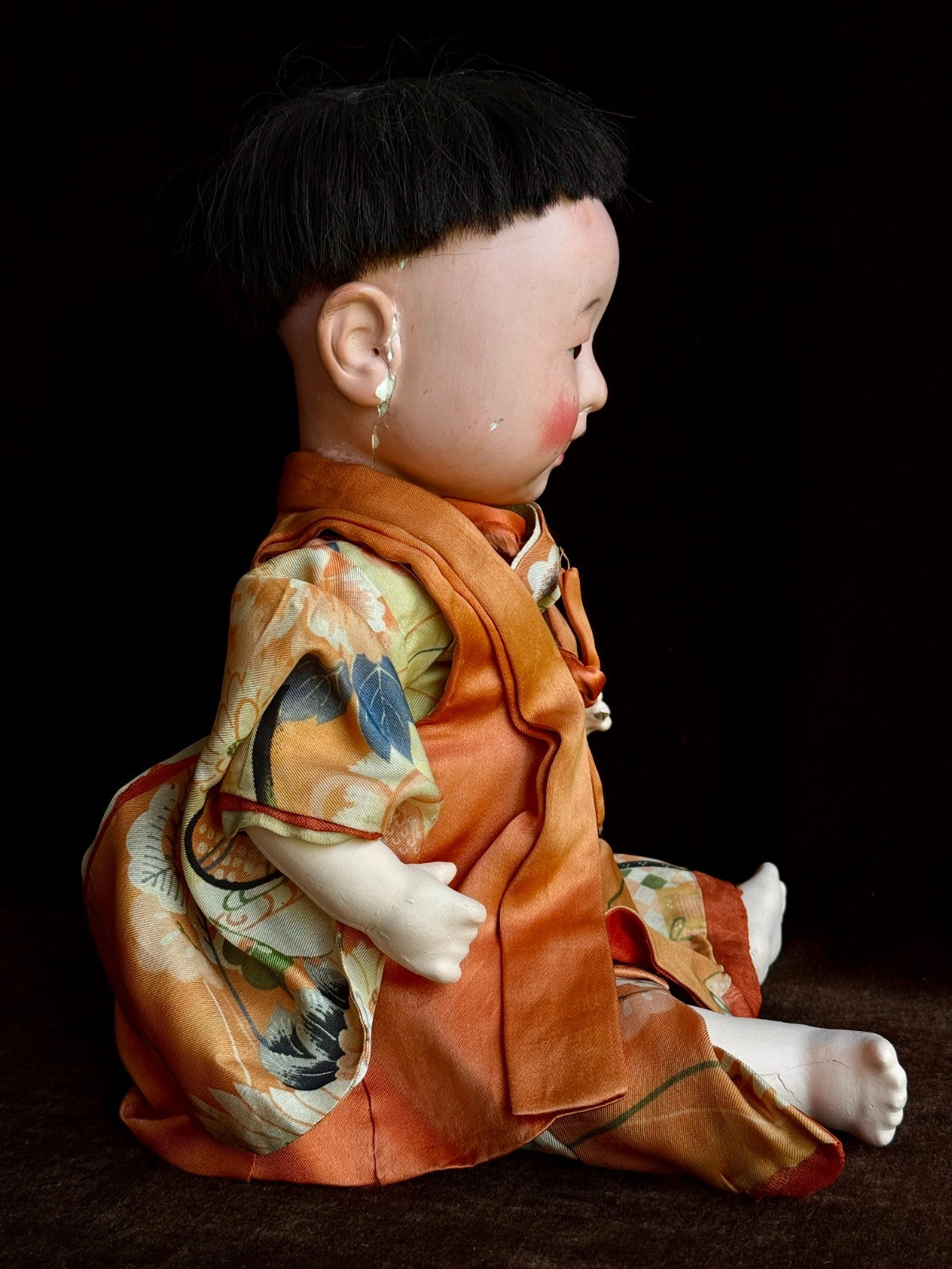 Antique Japanese 17.5” Ichimatsu Gofun Oriental Baby Doll