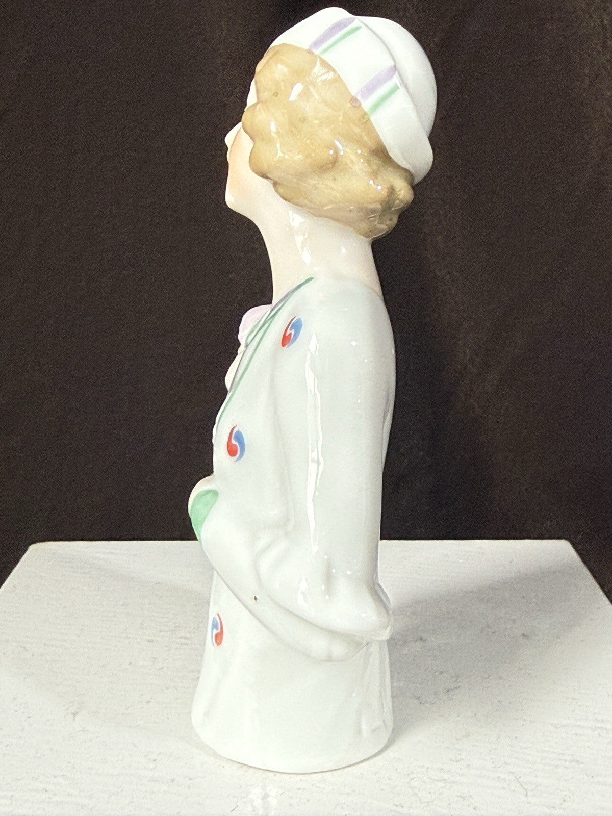 Antique German Art Deco Flapper Pin Cushion 4” Half Doll Arms Attached