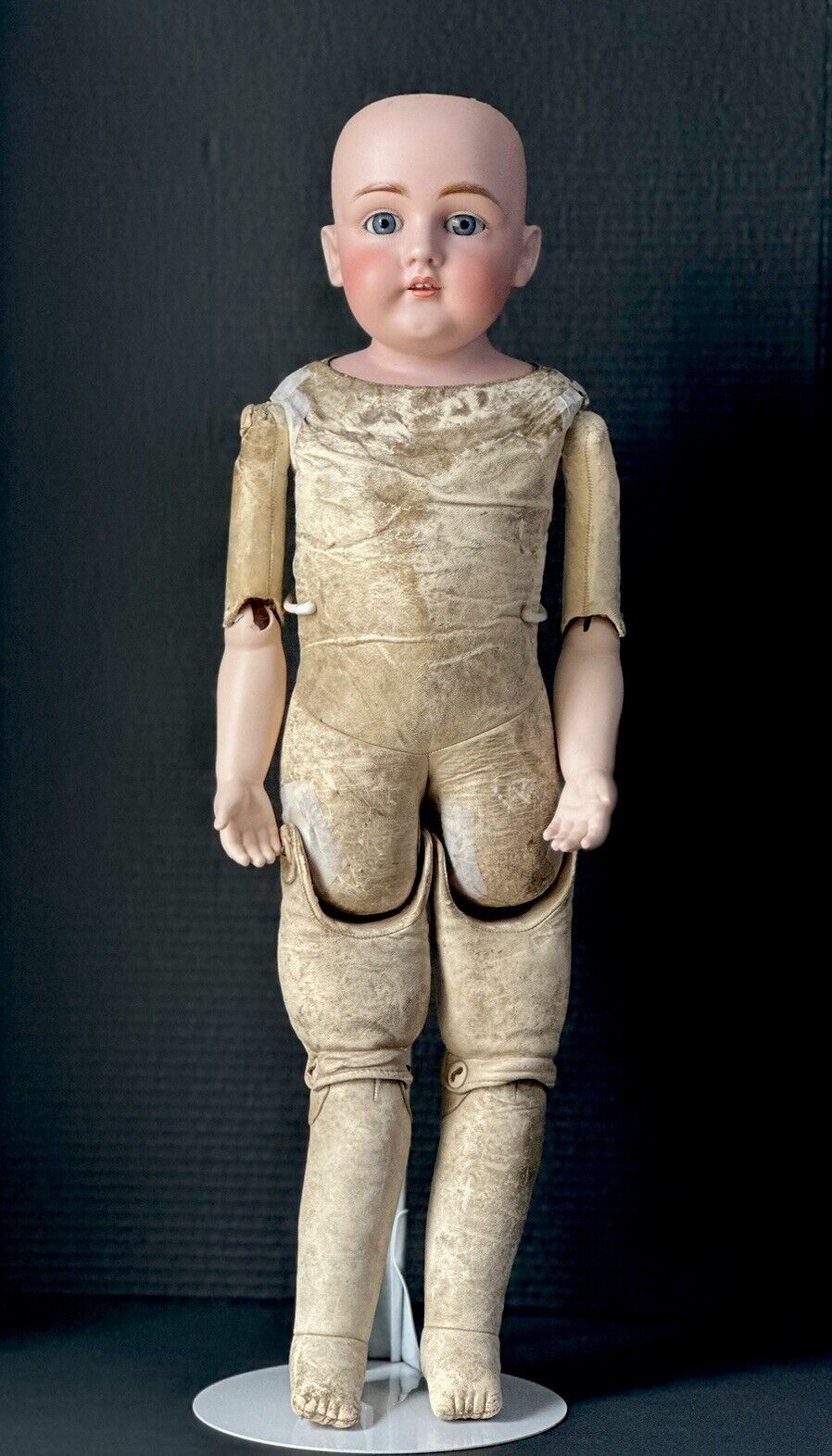 Antique JDK Kestner Mold 154  Bisque Head/Shoulder Leather Body 26” Doll
