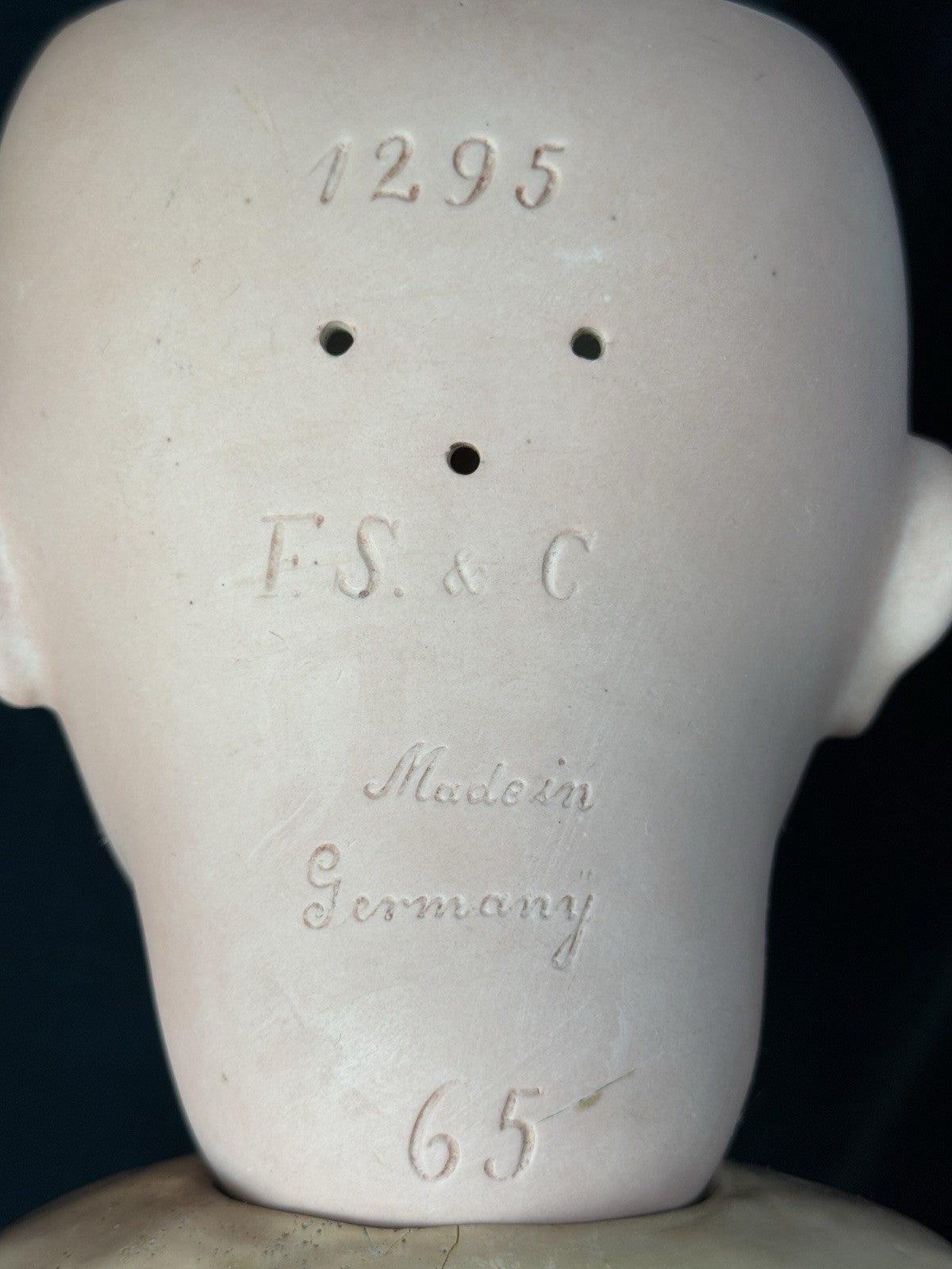 Huge 28” Antique German Franz Schmidt Mold 1295 Baby Boy Doll Porcelain Head