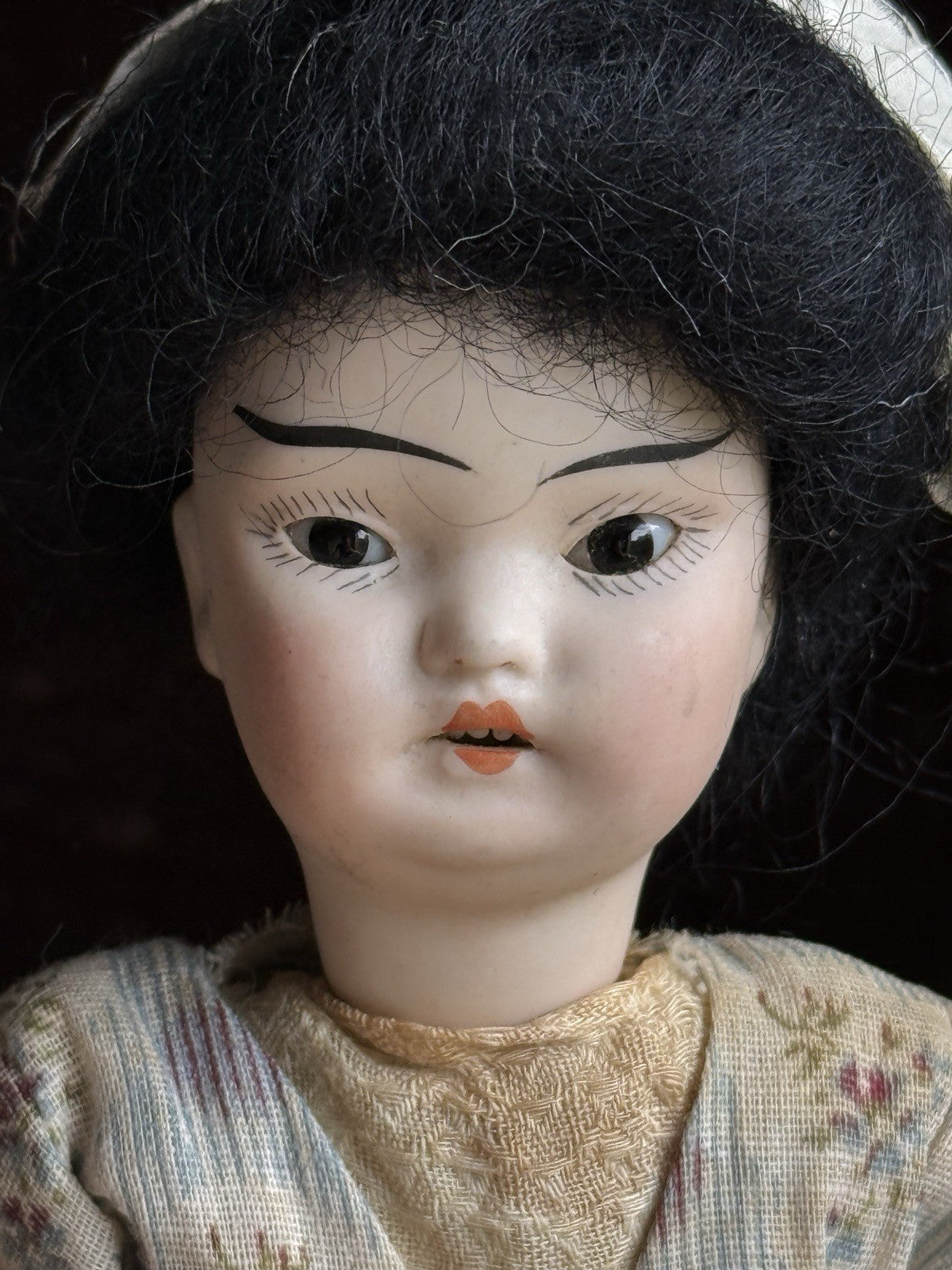 Antique German 8.5” Schoenau & Hoffmeister 4900 Oriental Asian Bisque Head Doll