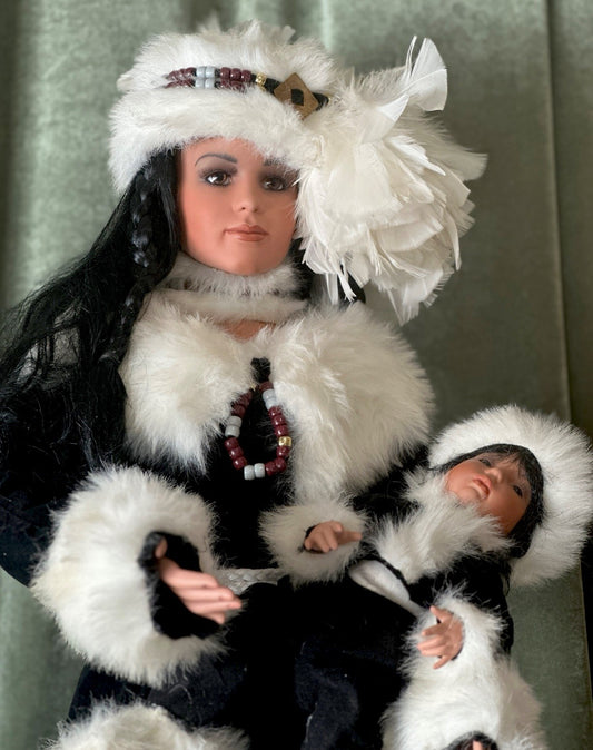 Porcelain 42” Doll “Moon Dance & Lil’ Spirit” by Rustie & Donna Rubert COA/Stand