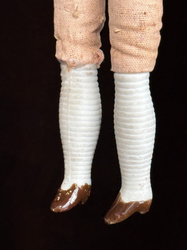Antique German Hertwig 12” Bisque Molded Shoulder Plate and Bow Girl Doll