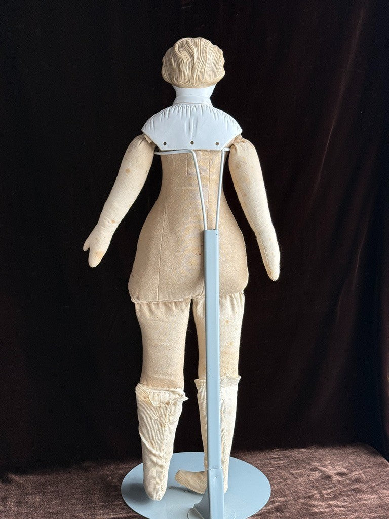 Large Antique German Kling 27” Dresden China Parian Molded Shoulder Head Doll