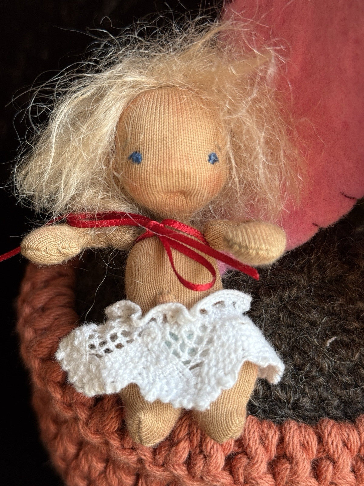 OOAK Miniature Waldorf Style Handmade Cloth Thumbelina Doll