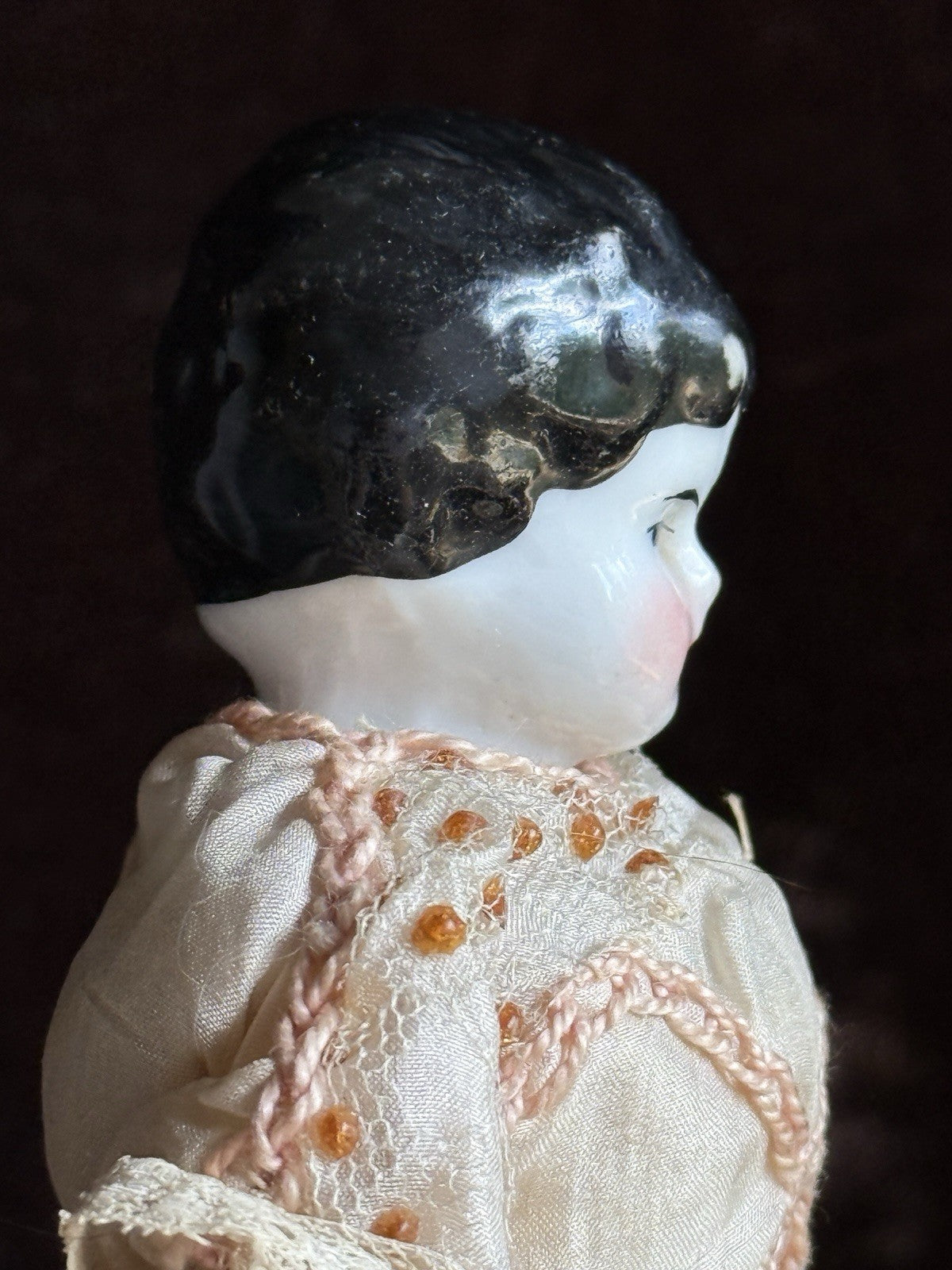 Antique German Cabinet Size 7.875” Hertwig Pet Name Alphabet Body China Doll