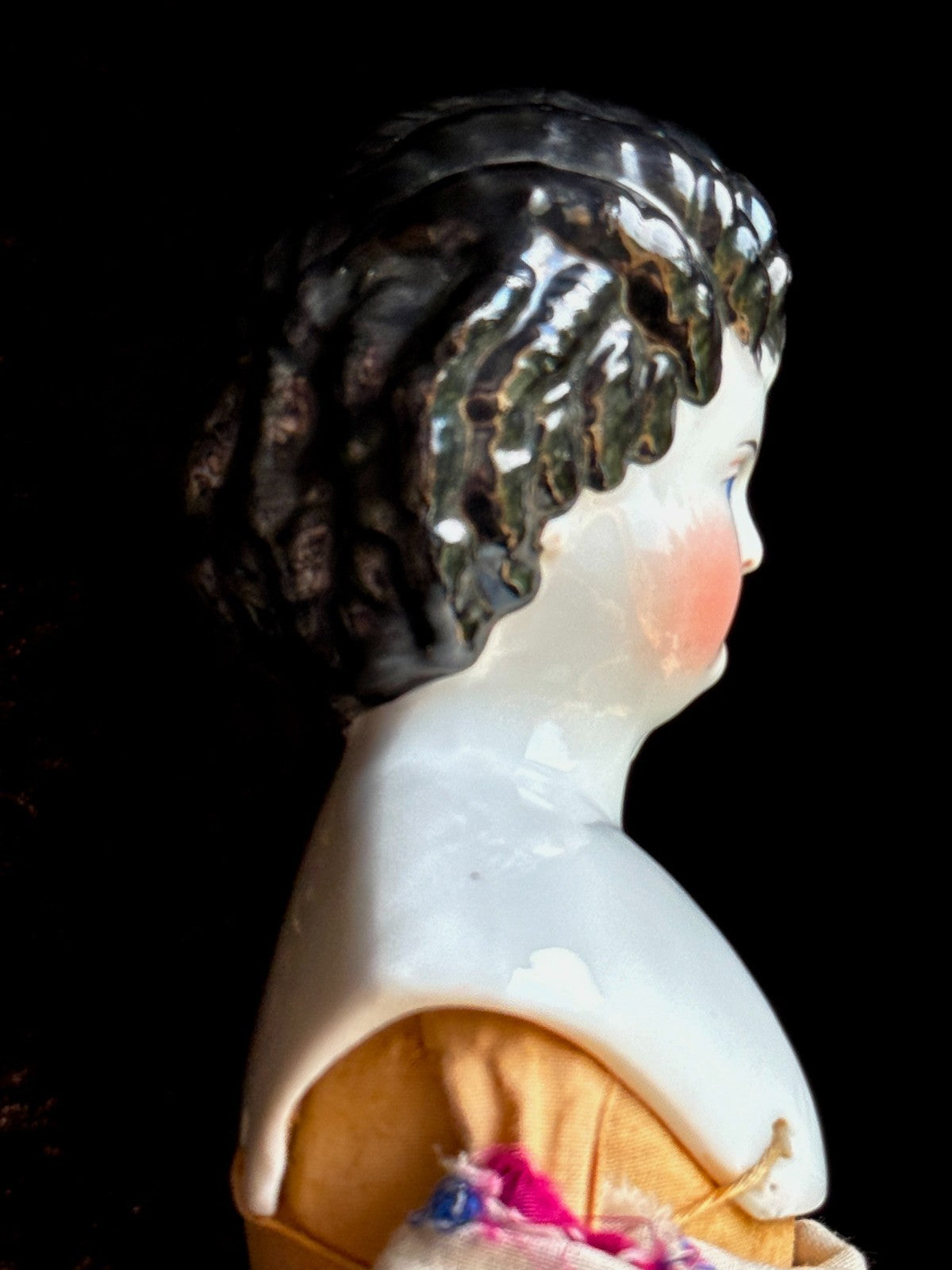 Rare Antique German 15” Alt Beck Gottschalk Curly Top Brunette China Head Doll